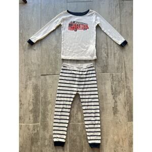 BABY GAP Pajamas PJ 2 Piece Set 4T Boy Toddler White Firetruck Fireman Cotton